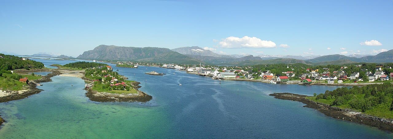 The town of Brønnøysund on the Helgeland coast