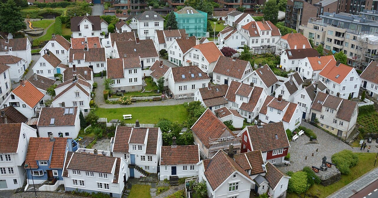 The white wooden houses of Gamle Stavanger (Old Stavanger), Rogaland