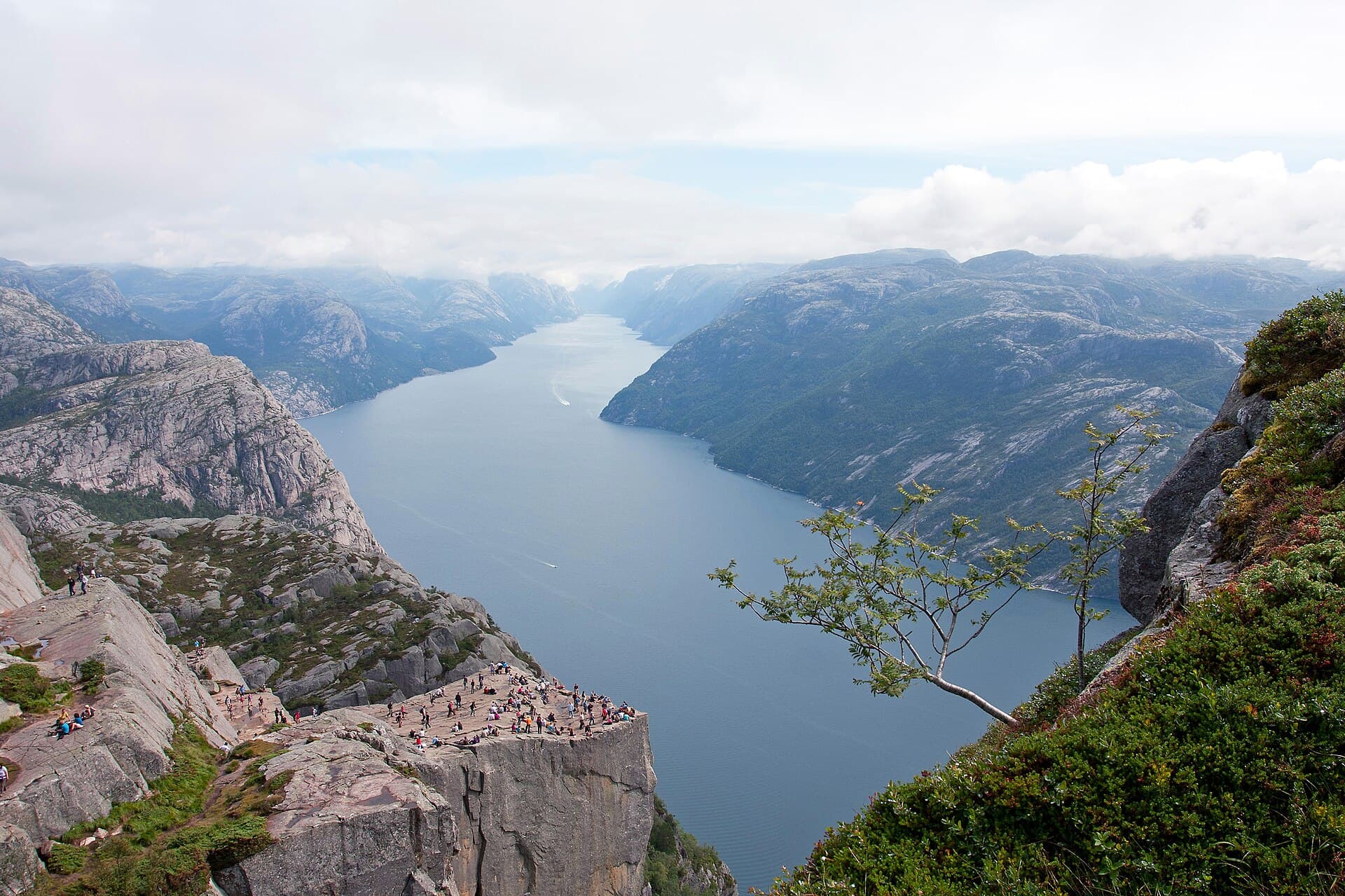Preikestolen dropping vertically into the Lysefjord, Rogaland