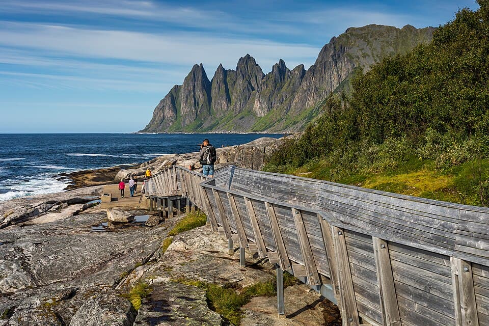 The wooden walkway at Tungeneset on the Senja National Tourist Route
