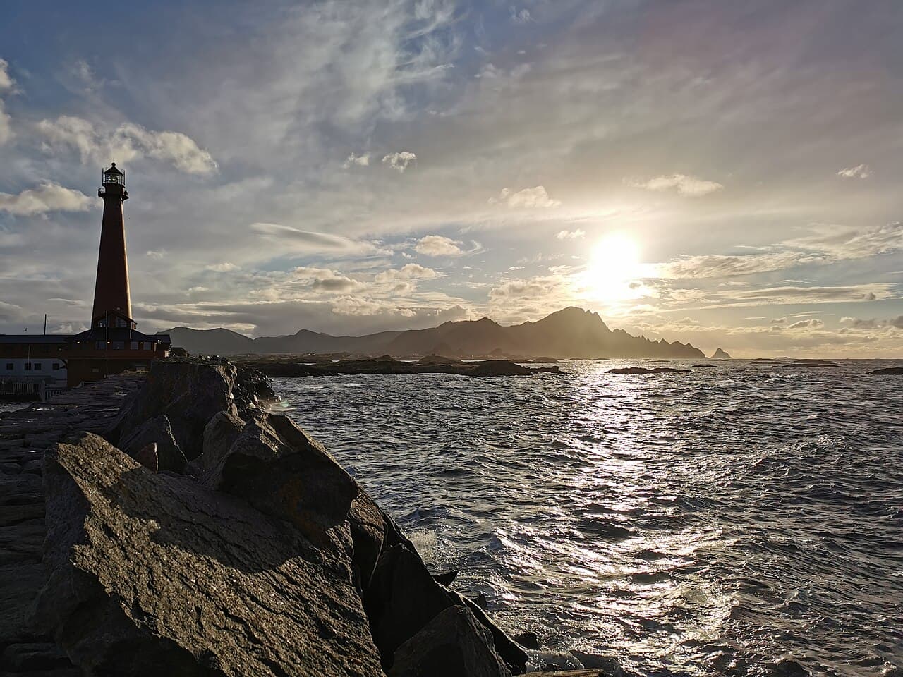 The red lighthouse at Andenes on the northern tip of Andøya, Vesterålen
